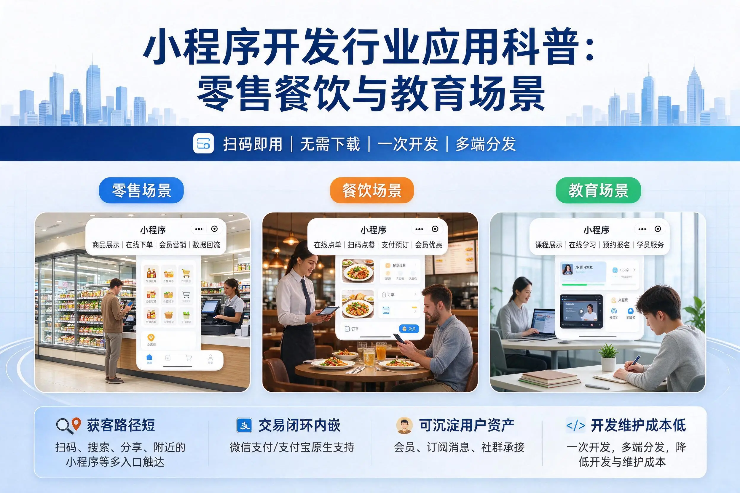秦皇岛小程序开发行业应用科普：零售餐饮与教育场景