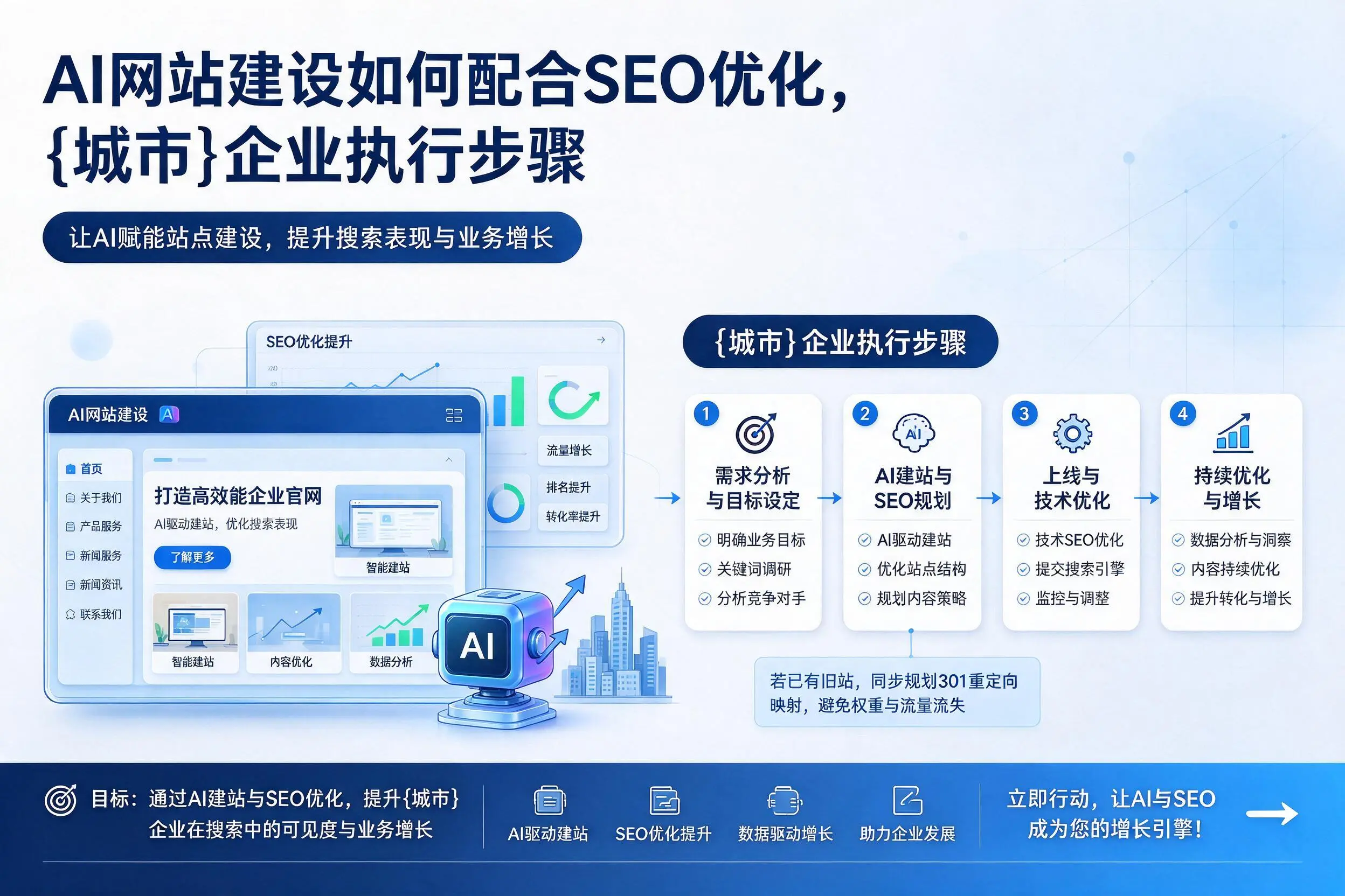 AI网站建设如何配合SEO优化，秦皇岛企业执行步骤