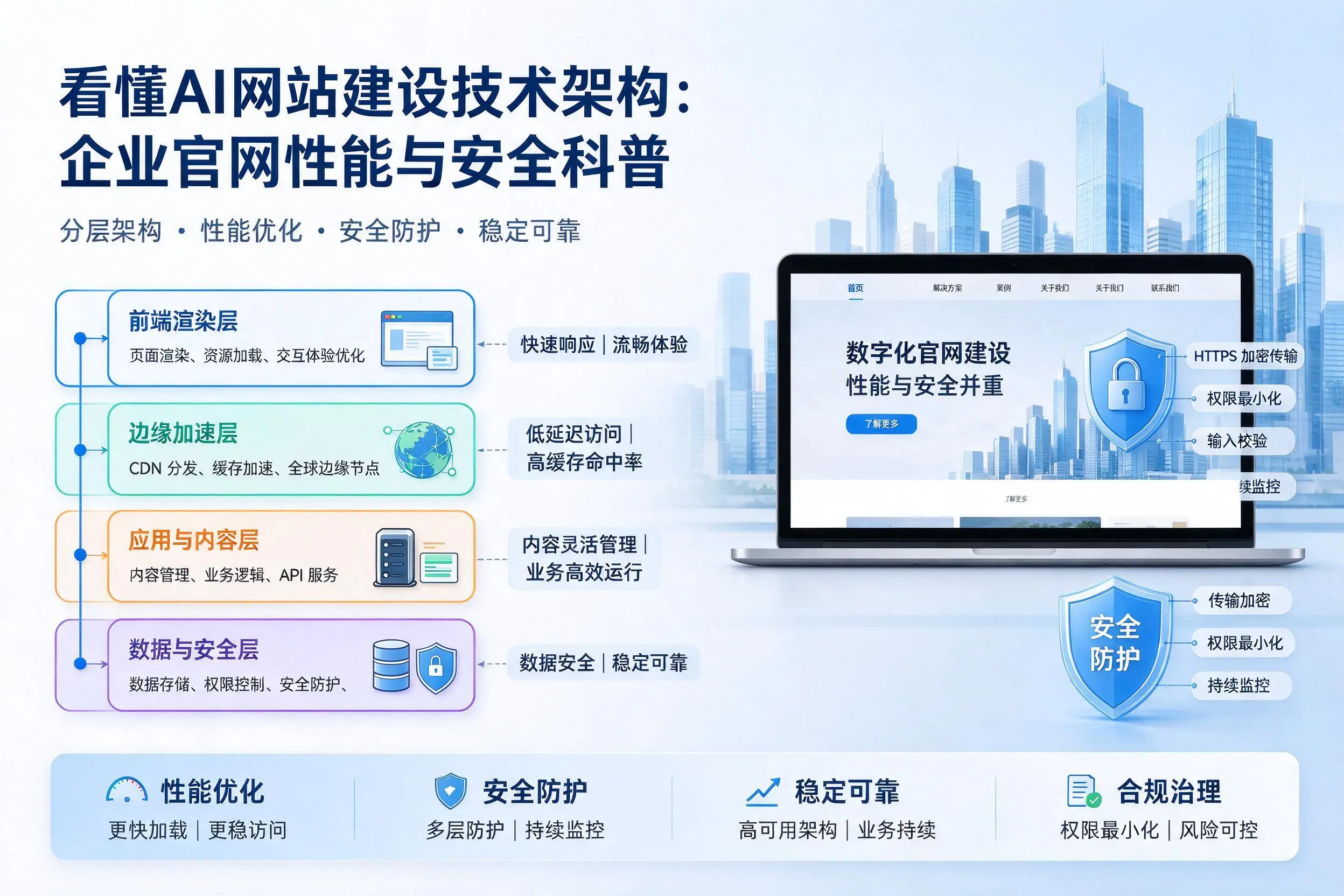 看懂AI网站建设技术架构：秦皇岛企业官网性能与安全科普
