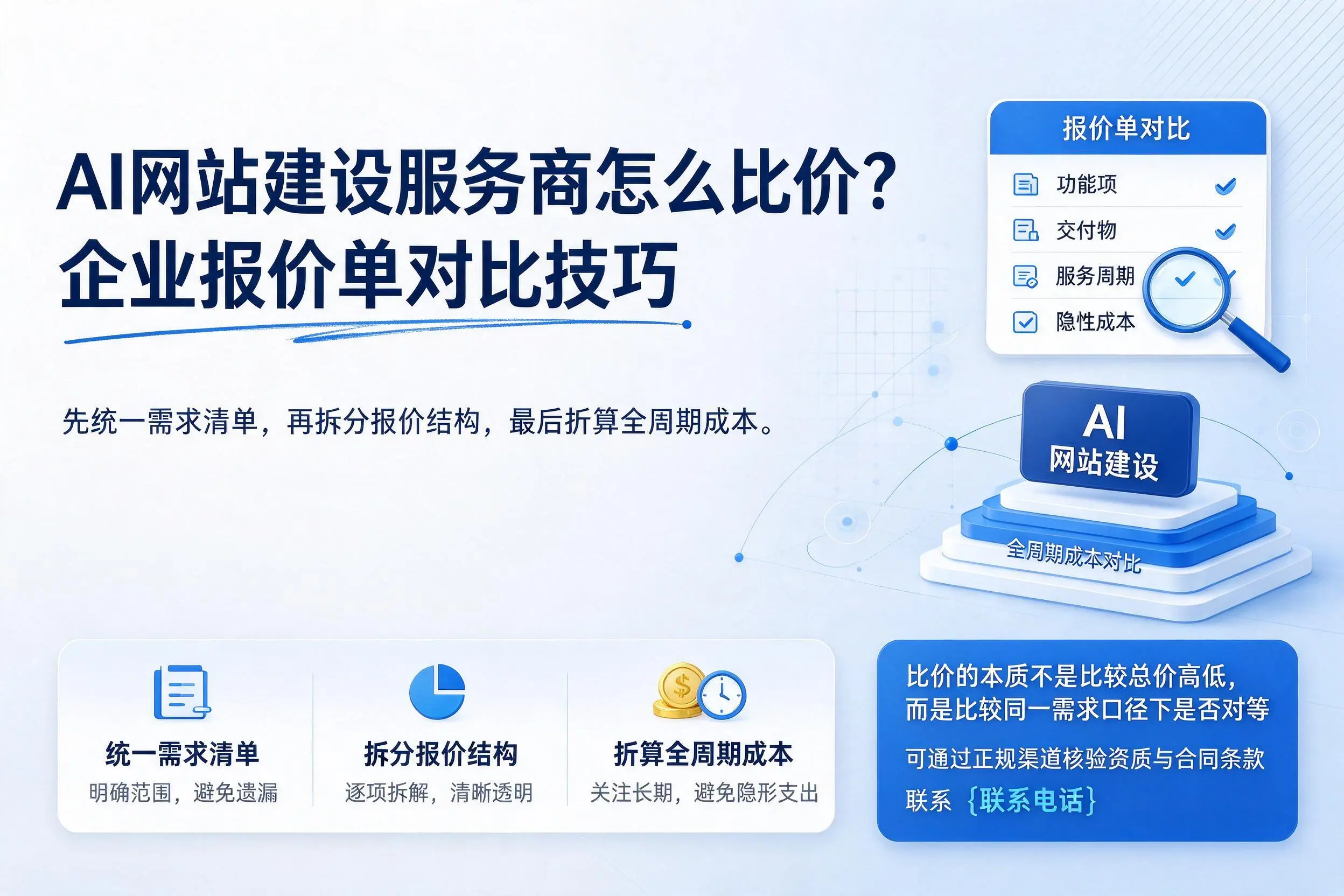 AI网站建设服务商怎么比价？秦皇岛企业报价单对比技巧
