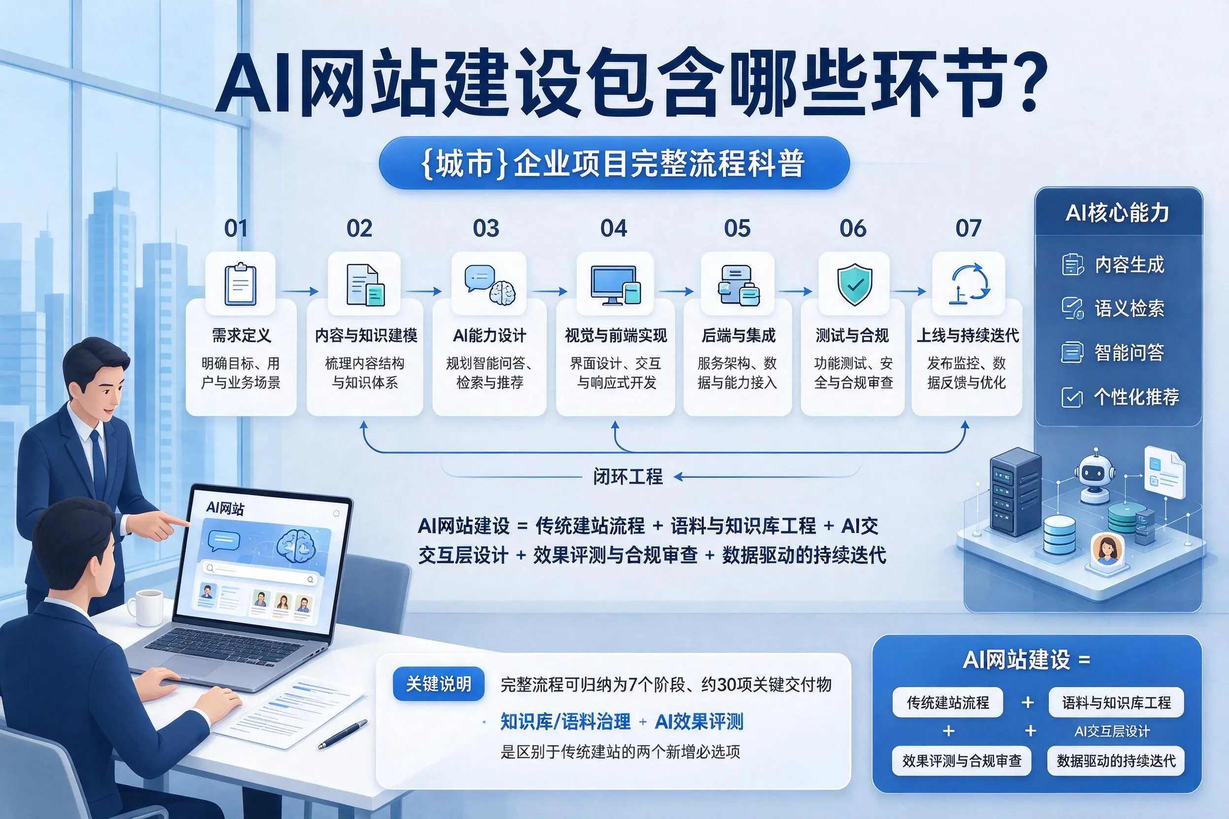 AI网站建设包含哪些环节？秦皇岛企业项目完整流程科普