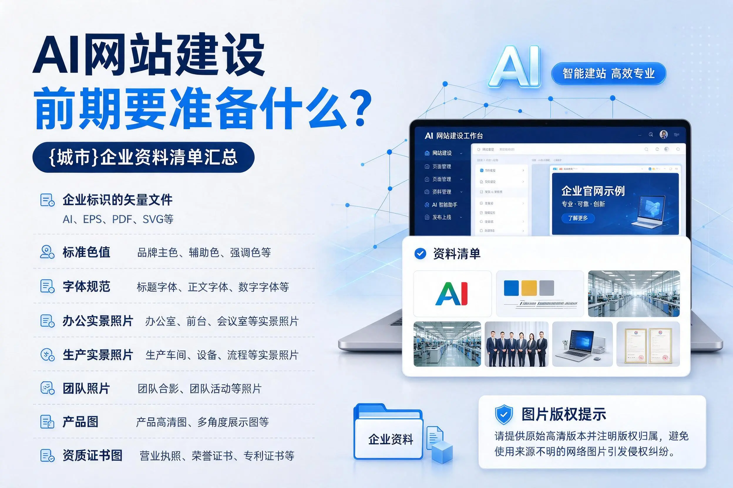 AI网站建设前期要准备什么？秦皇岛企业资料清单汇总