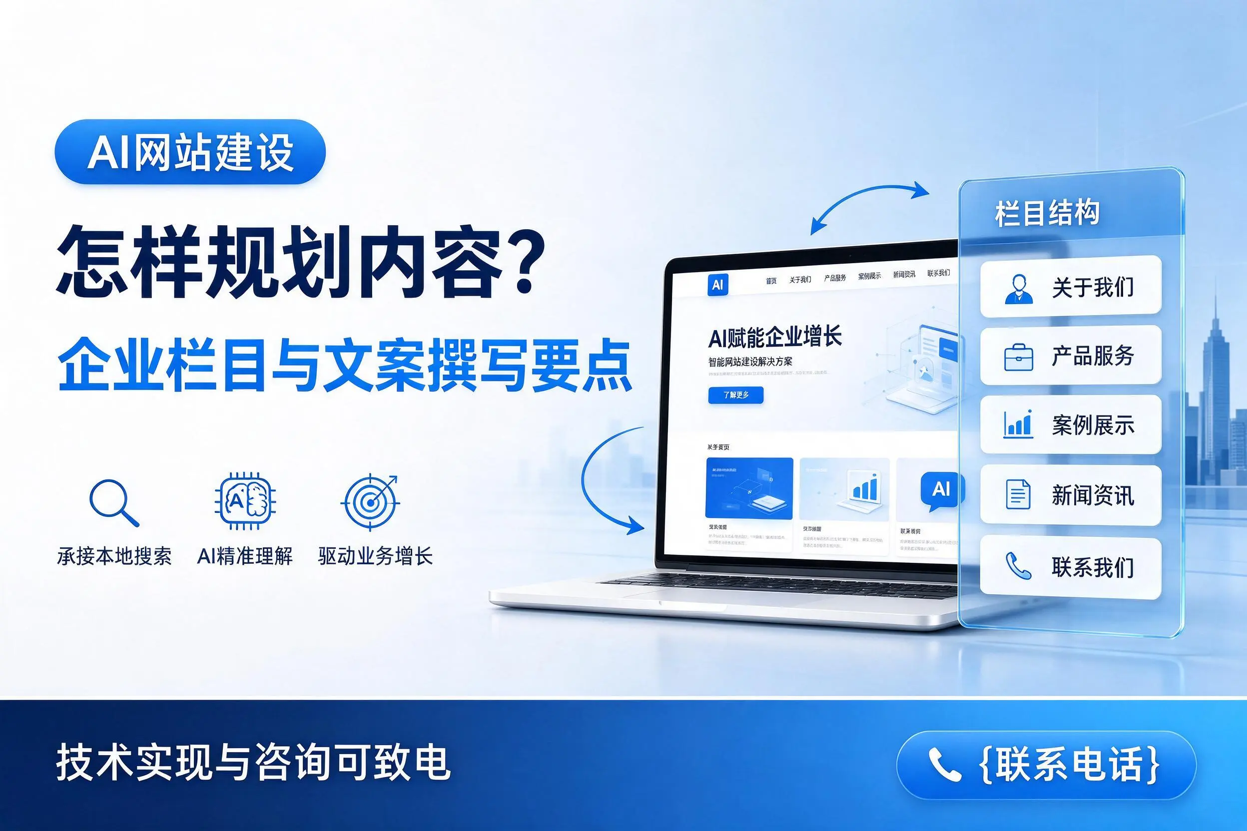 AI网站建设怎样规划内容?秦皇岛企业栏目与文案撰写要点